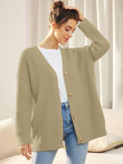 Gestrickte Strickjacke mit Knöpfen für Damen