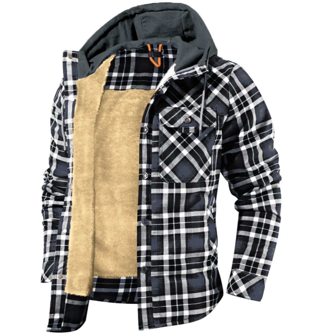 Veste à capuche à carreaux pour homme