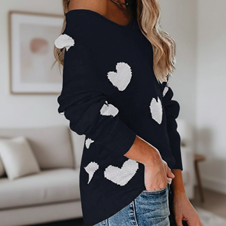 Damen-Strickpullover mit Herzmuster