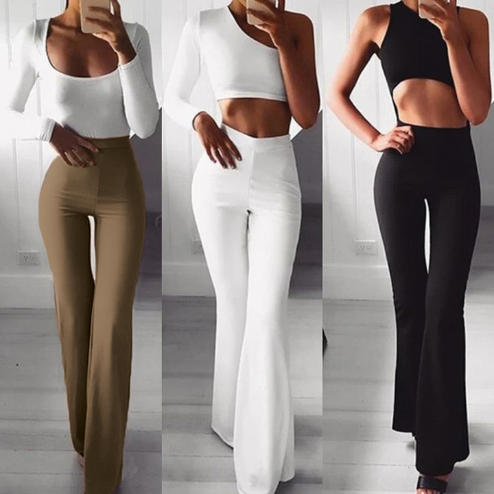 Hazel | Women's Flare-Leg Trousers-Metro Lane Plaza