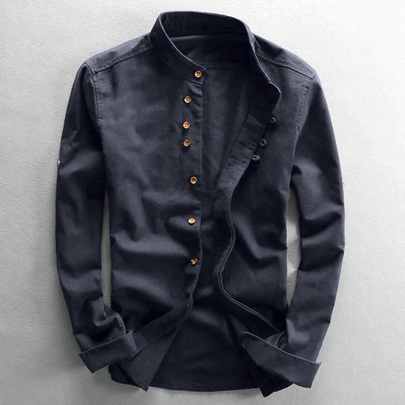 James | Men's Mandarin Collar Dress Shirt-Metro Lane Plaza