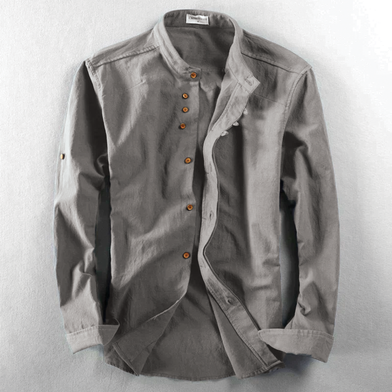 James | Men's Mandarin Collar Dress Shirt-Metro Lane Plaza