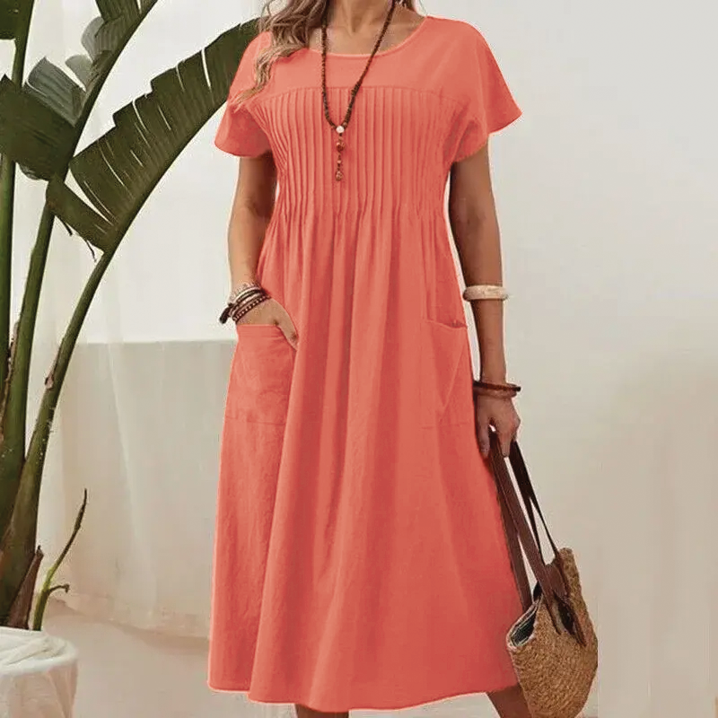 Deborah | Women's Casual Midi Dress-Metro Lane Plaza