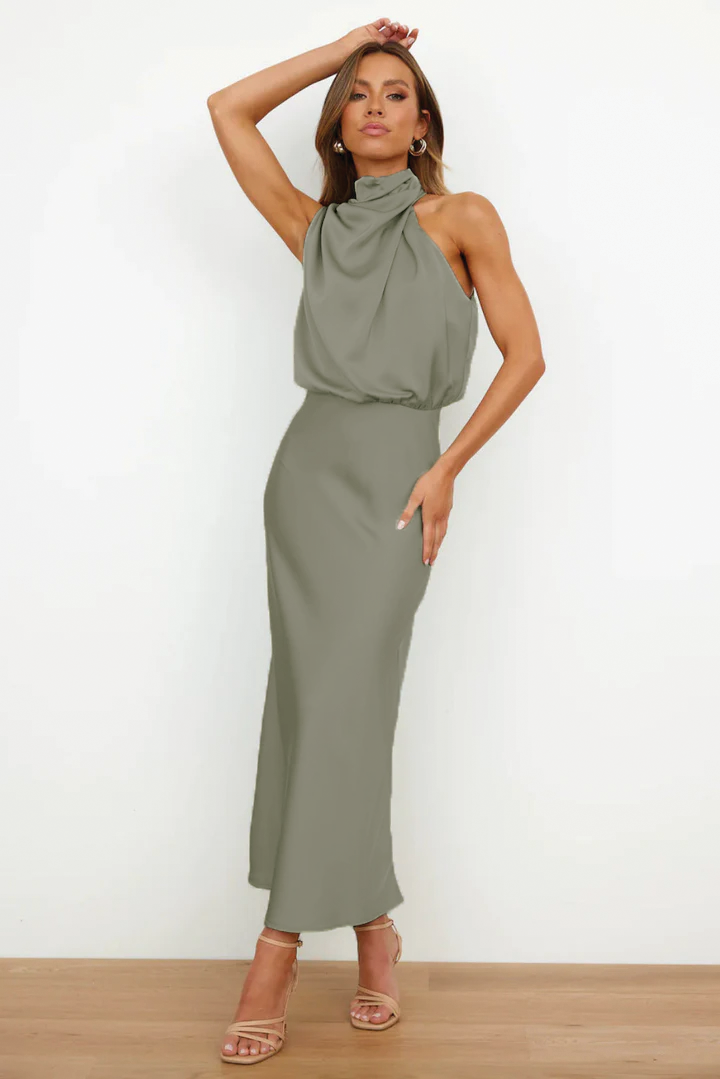 Diane | Women's Satin Maxi Dress-Metro Lane Plaza