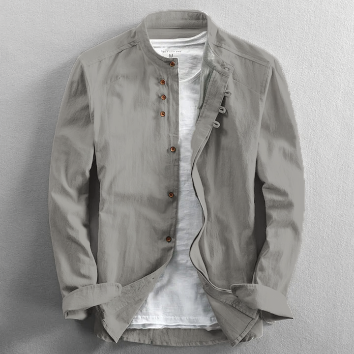 James | Men's Mandarin Collar Dress Shirt-Metro Lane Plaza