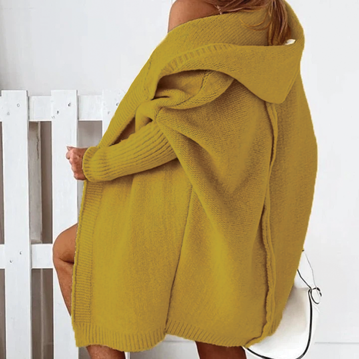 Gestrickte Kapuzen-Strickjacke für Damen
