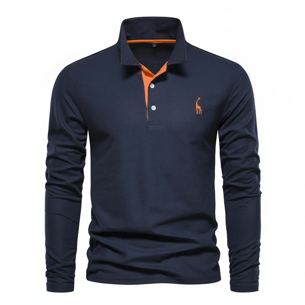 James | Men's Slim Fit Long Sleeve Polo Shirt-Metro Lane Plaza