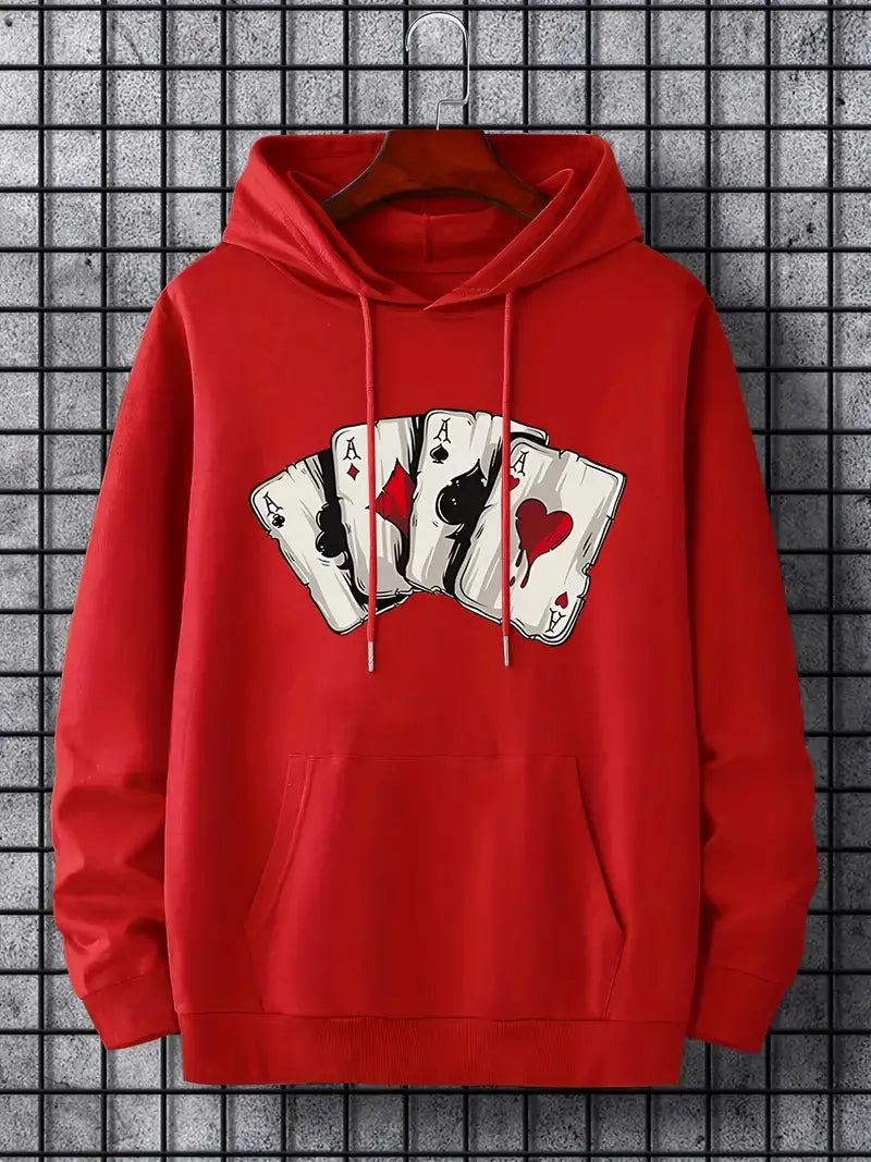 Mason | Trendy Card-Pattern Hoodie for Men-Metro Lane Plaza