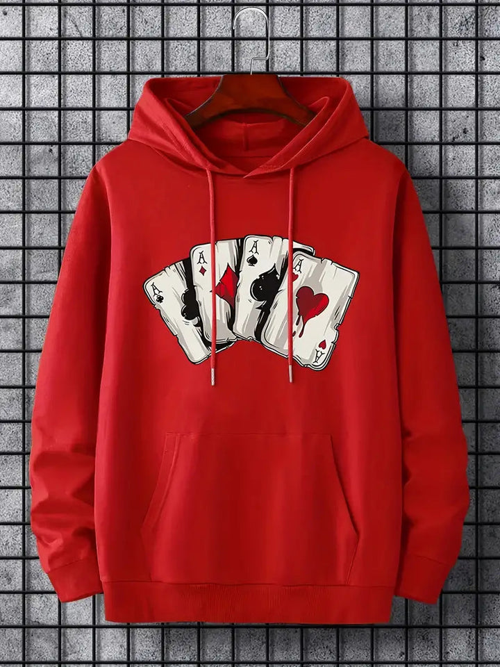 Mason | Trendy Card-Pattern Hoodie for Men-Metro Lane Plaza