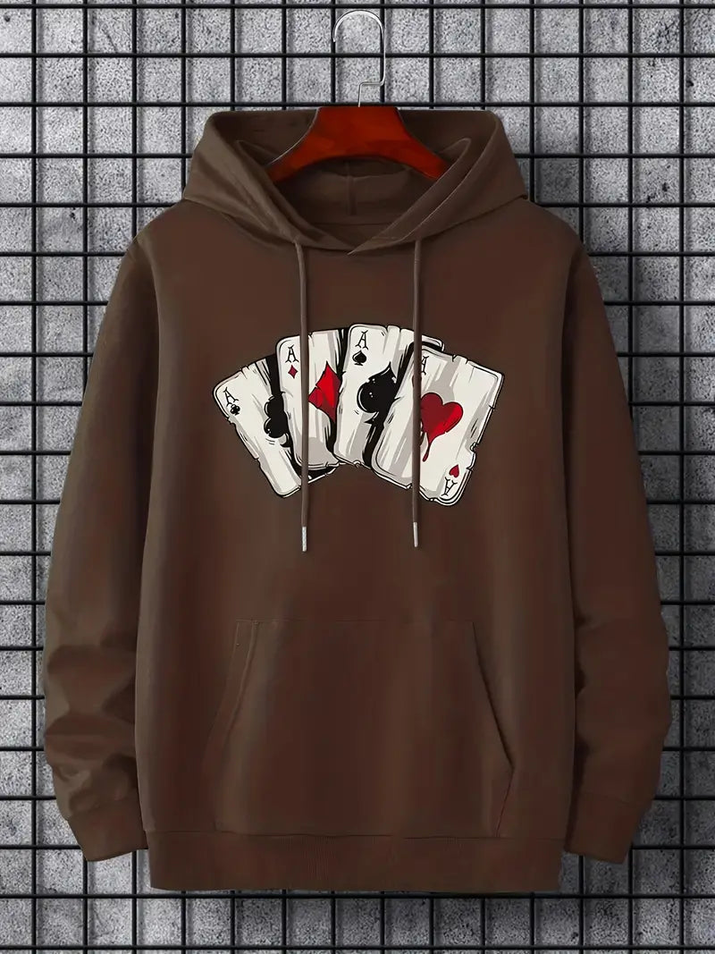 Mason | Trendy Card-Pattern Hoodie for Men-Metro Lane Plaza