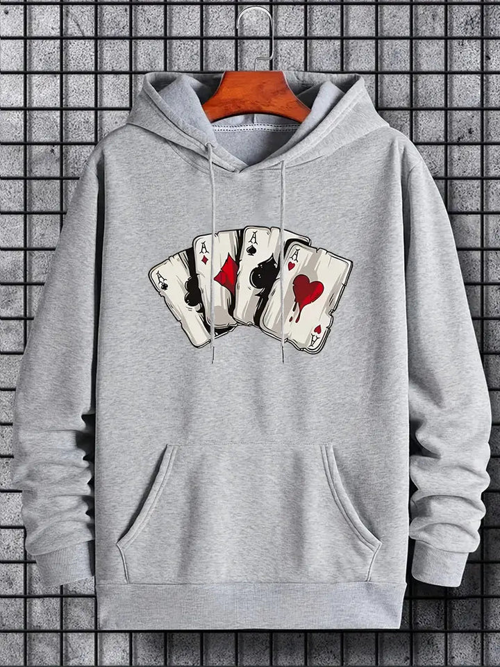Mason | Trendy Card-Pattern Hoodie for Men-Metro Lane Plaza