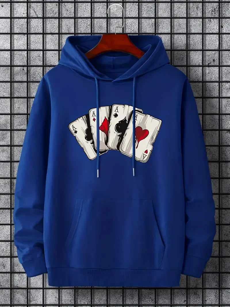 Mason | Trendy Card-Pattern Hoodie for Men-Metro Lane Plaza