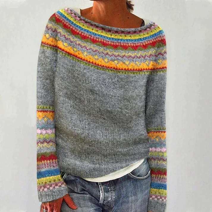 Women's Fair Isle Round Neck Knit Sweater