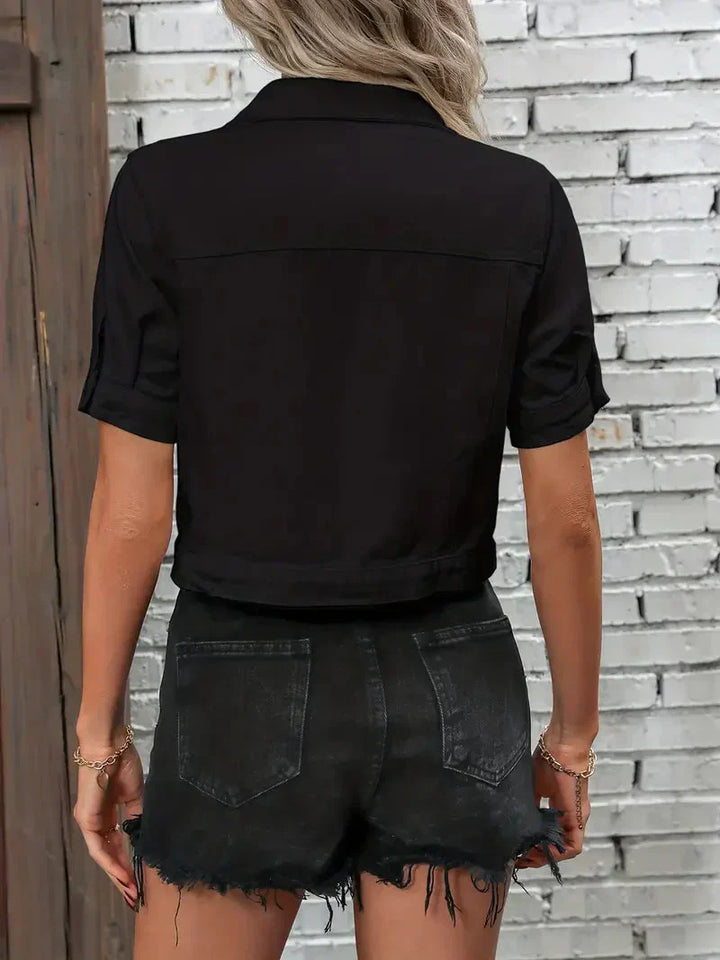 Roosmarijn | Women's Short Denim Jacket – Stylish & Breathable Design-Metro Lane Plaza