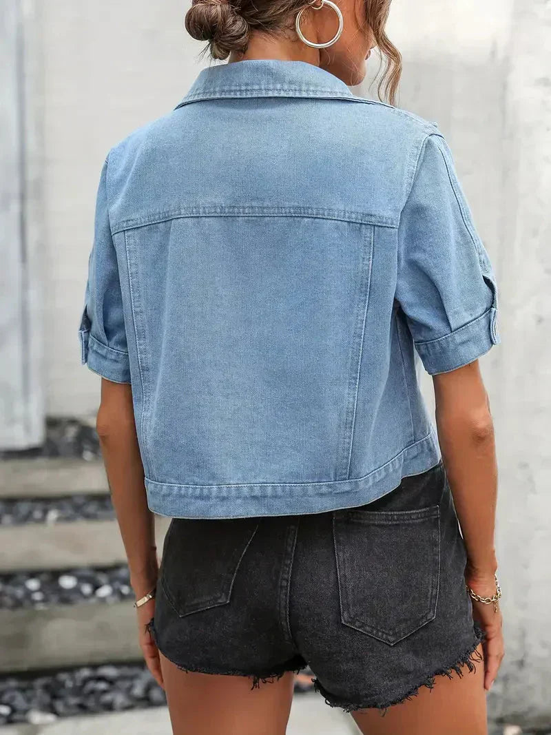 Roosmarijn | Women's Short Denim Jacket – Stylish & Breathable Design-Metro Lane Plaza