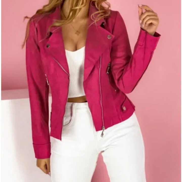 Women's Stylish Lightweight Suede Biker Jacket-Metro Lane Plaza