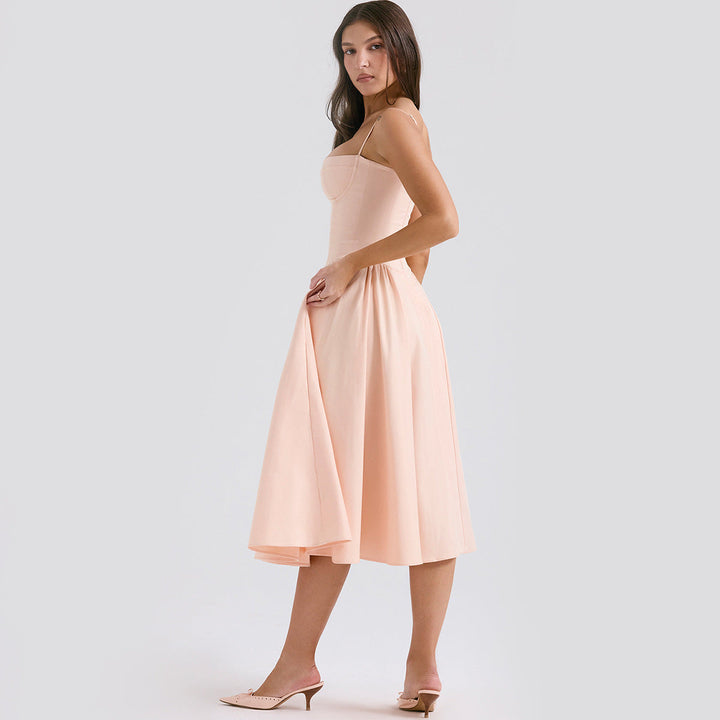 Jovial | Women's Elegant Versatile Midi Dress-Metro Lane Plaza