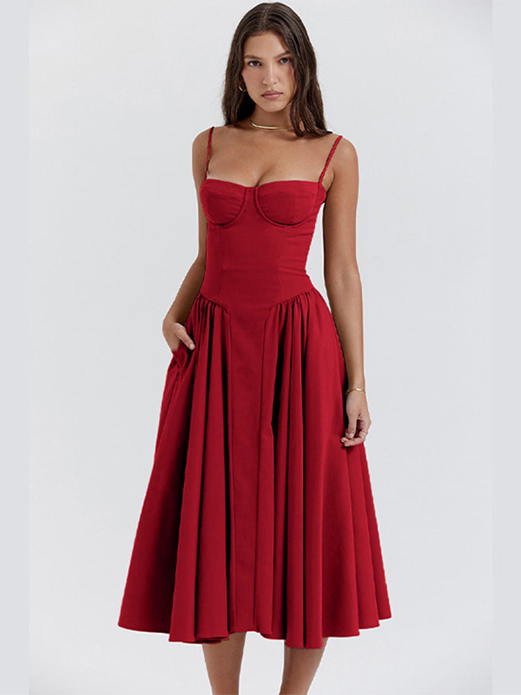 Jovial | Women's Elegant Versatile Midi Dress-Metro Lane Plaza