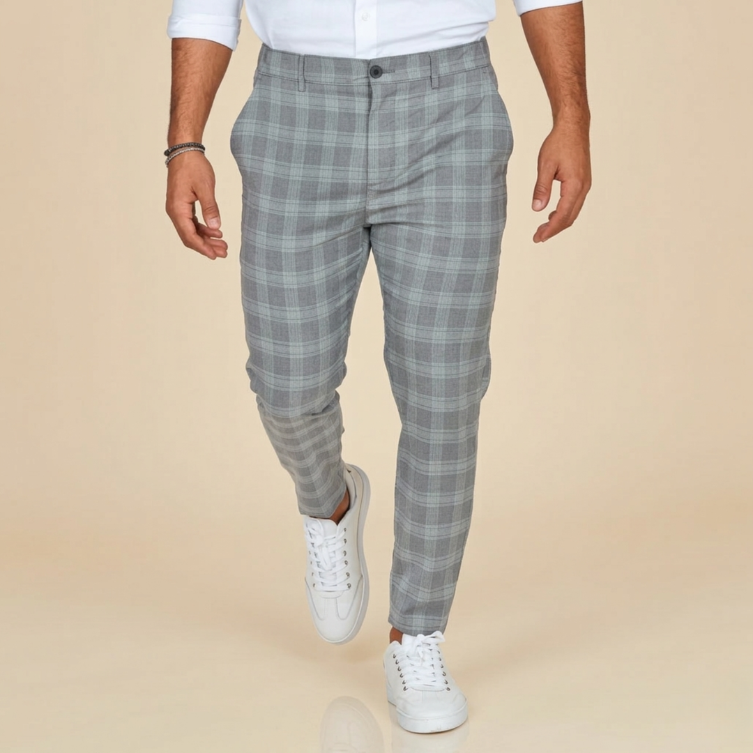 Harry | Men's Casual Checked Trousers-Metro Lane Plaza