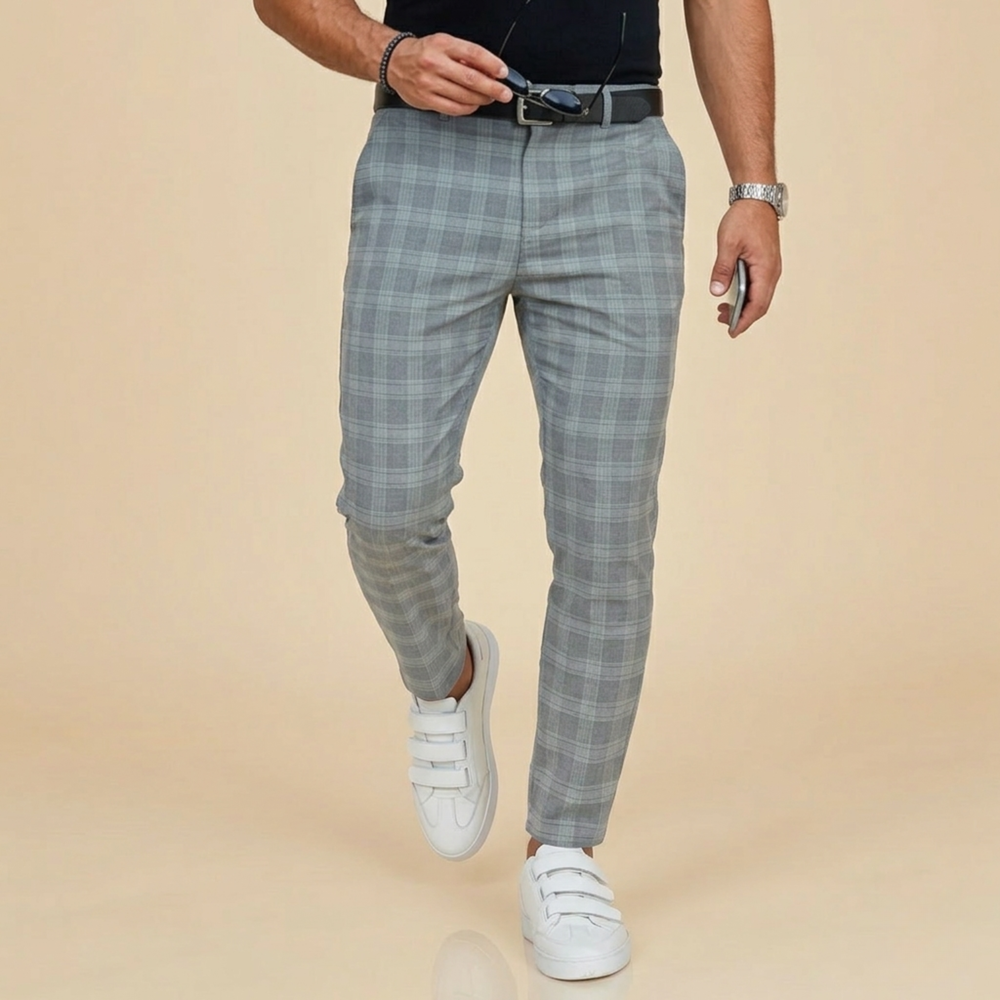 Harry | Men's Casual Checked Trousers-Metro Lane Plaza