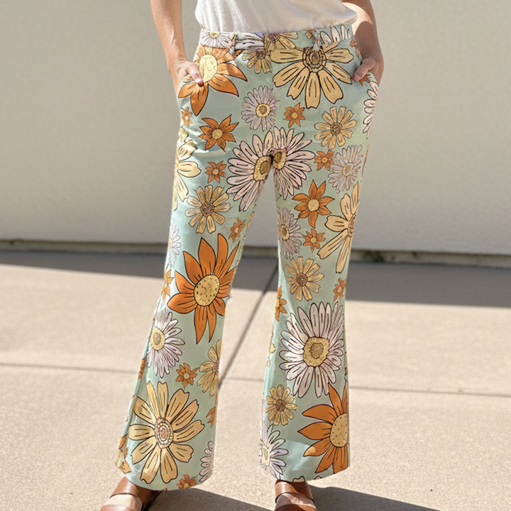 Floral Wide-Leg Pants | Women's Stylish Floral Trousers-Metro Lane Plaza