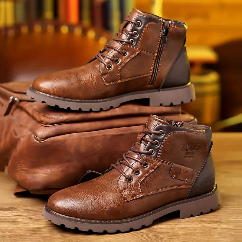 Men's Stylish Boots with Convenient Zipper Closure-Metro Lane Plaza