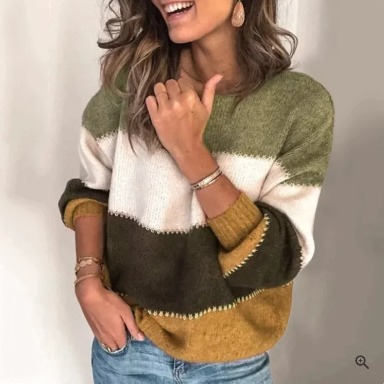 Kaitlyn | Women's Casual Striped Sweater in Soft, Comfortable Fabric-Metro Lane Plaza