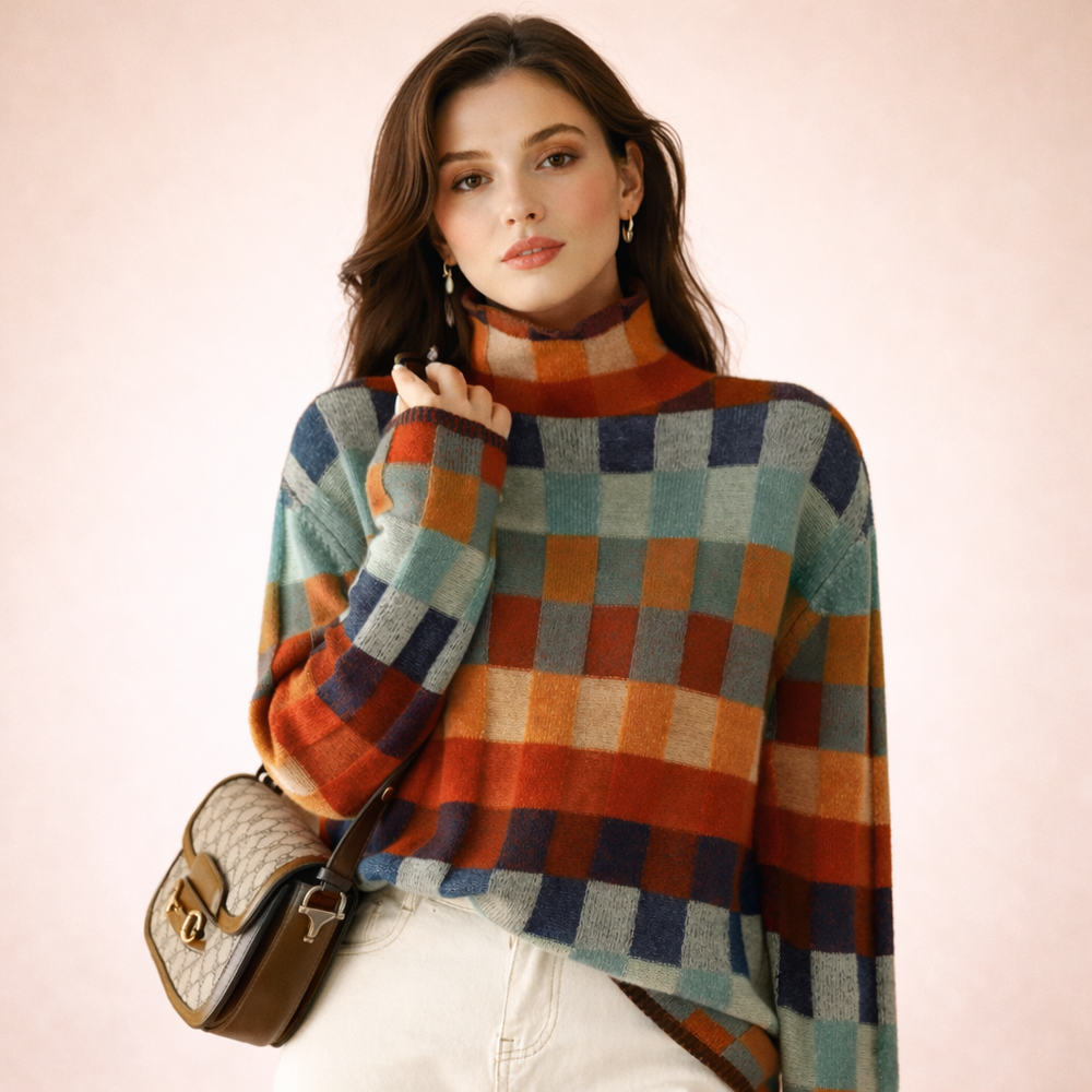 Emma | Women's Soft Colorful Turtleneck Sweater-Metro Lane Plaza
