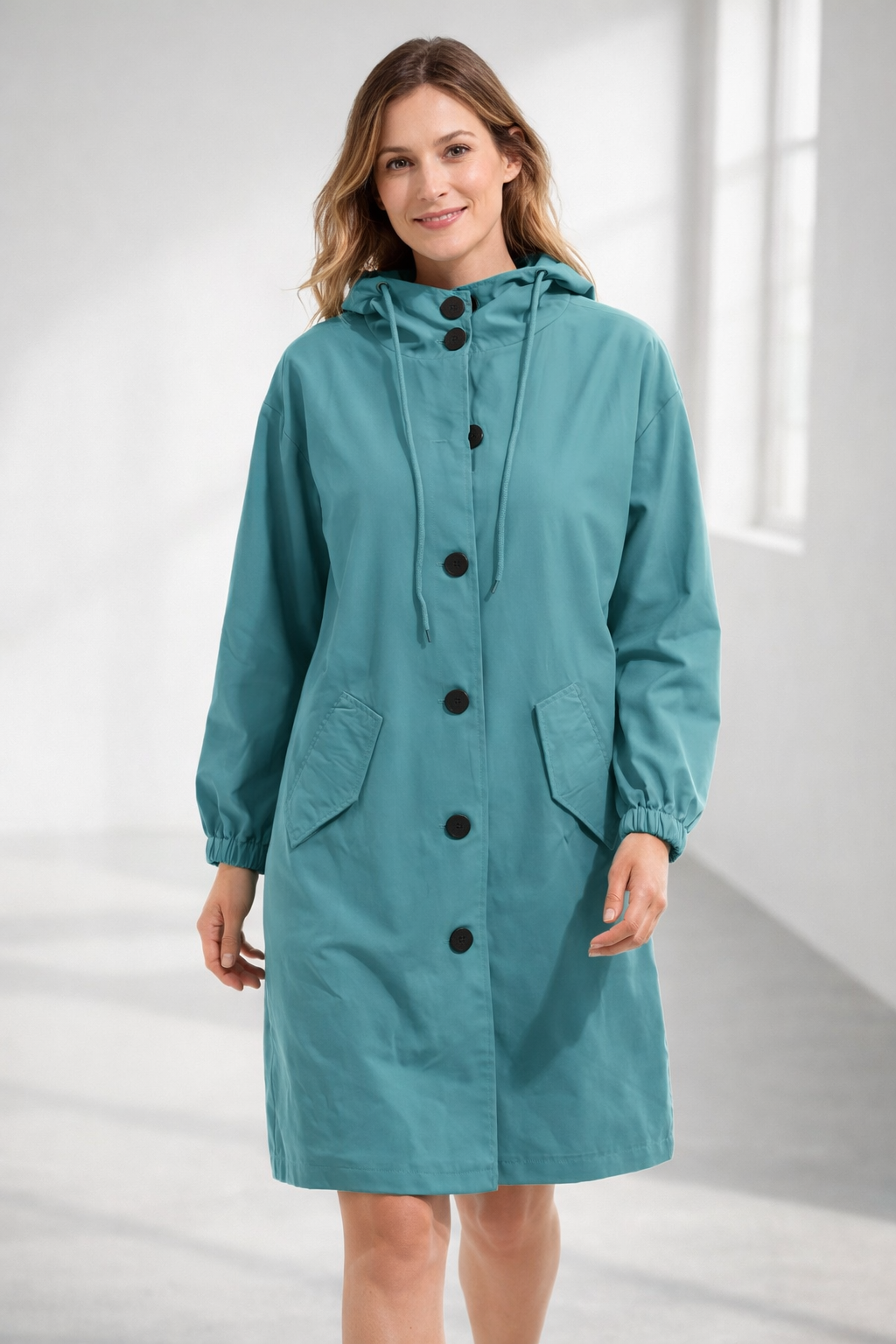 Mott | Women's Elegant Long Hooded Jacket-Metro Lane Plaza