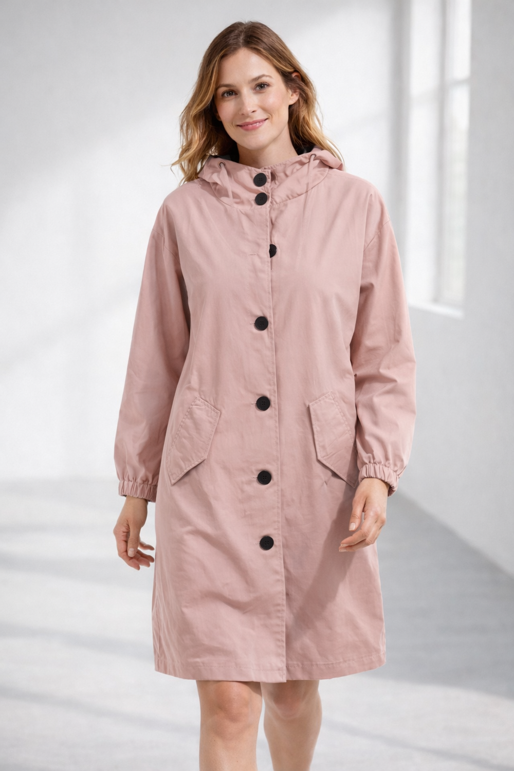 Mott | Women's Elegant Long Hooded Jacket-Metro Lane Plaza