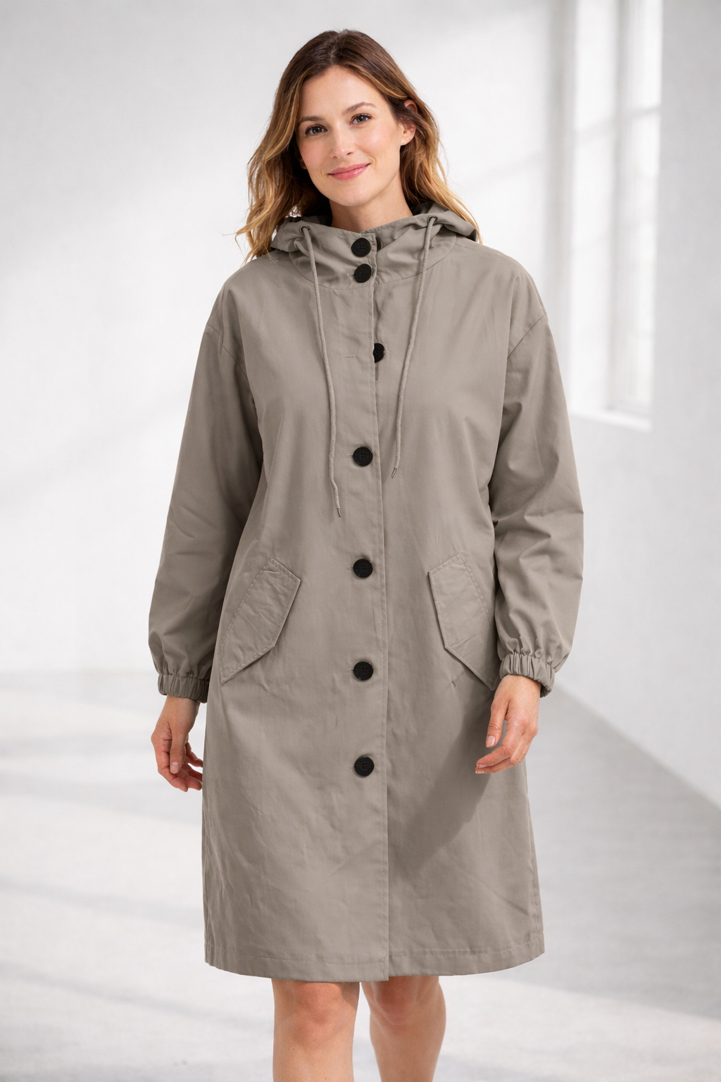 Mott | Women's Elegant Long Hooded Jacket-Metro Lane Plaza