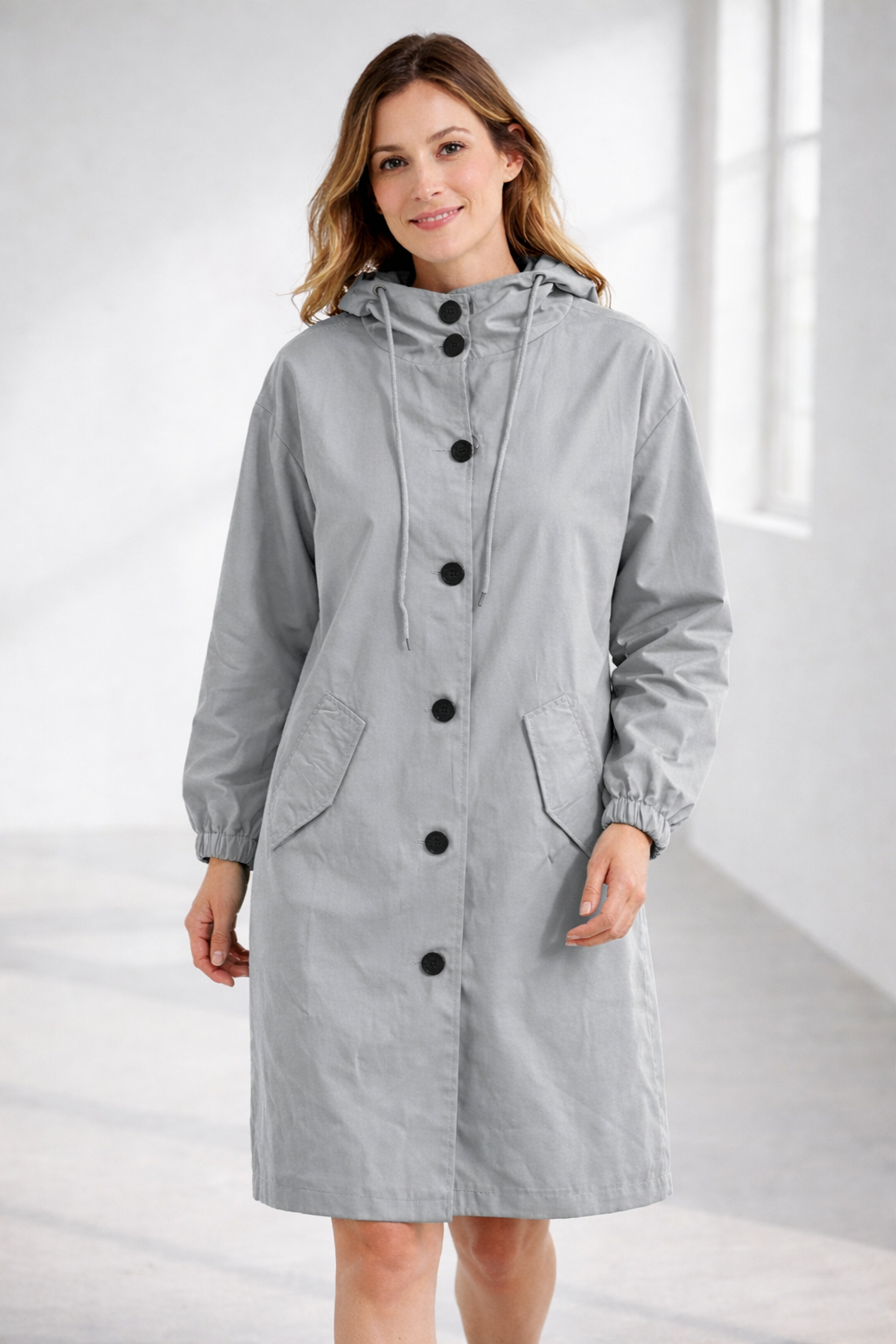 Mott | Women's Elegant Long Hooded Jacket-Metro Lane Plaza