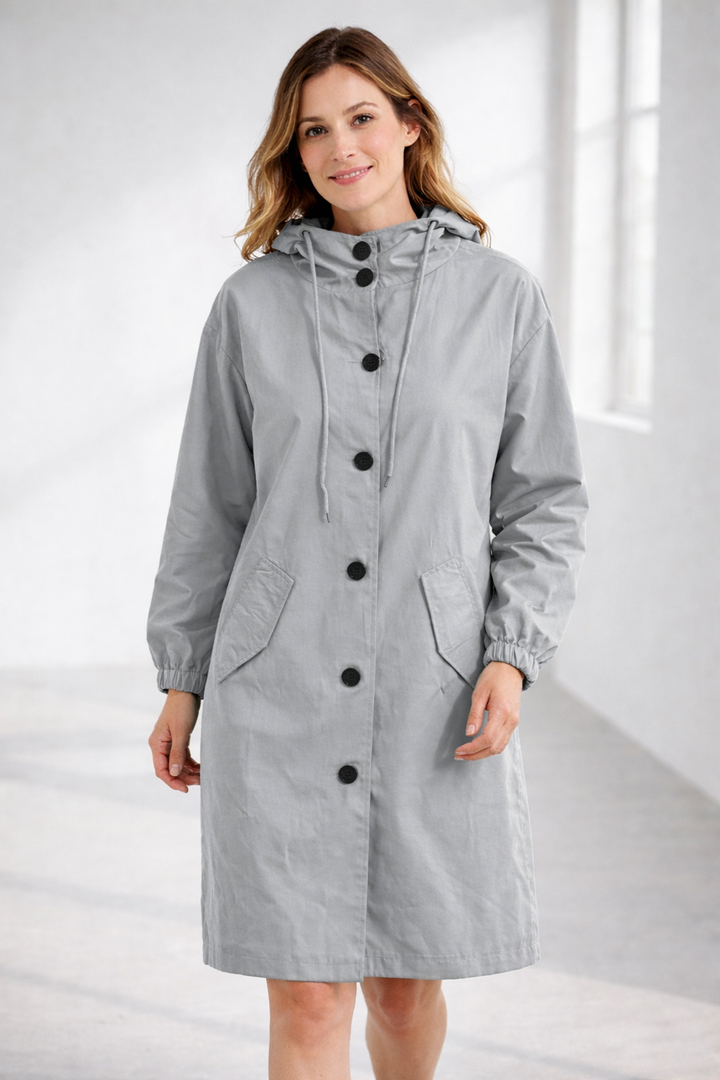 Mott | Women's Elegant Long Hooded Jacket-Metro Lane Plaza