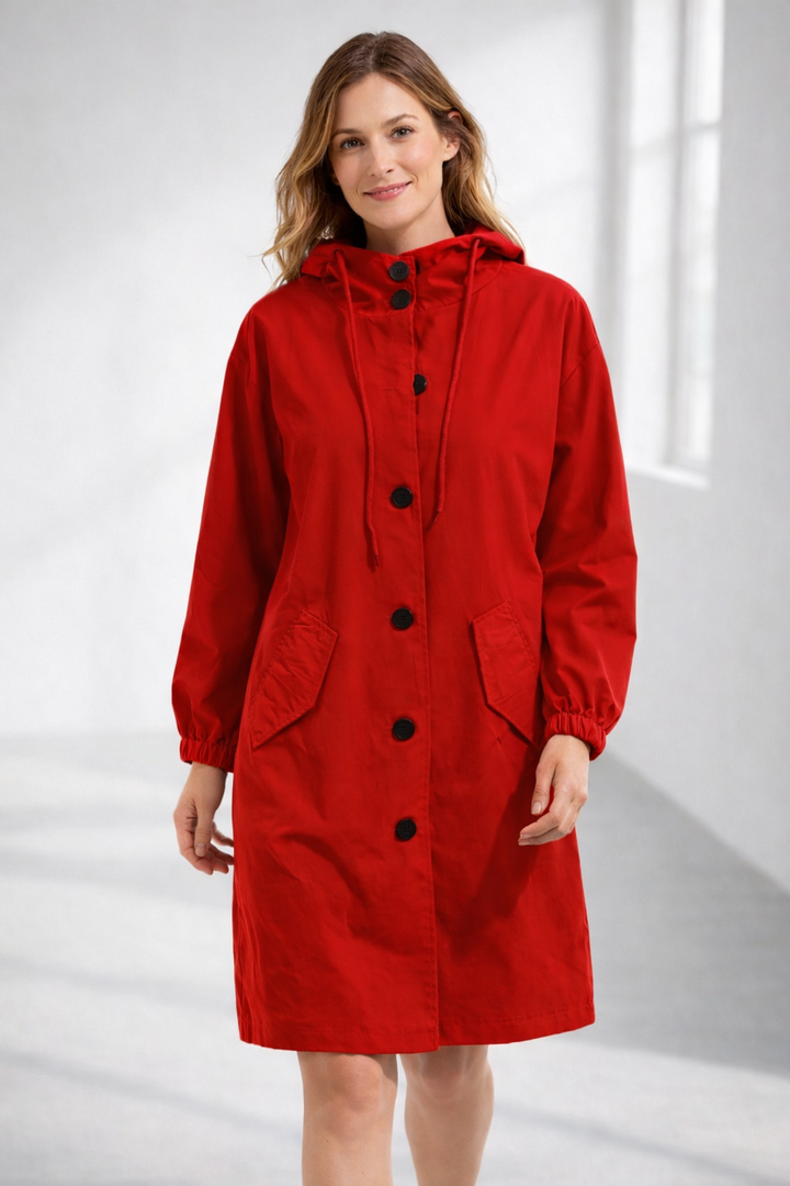 Mott | Women's Elegant Long Hooded Jacket-Metro Lane Plaza