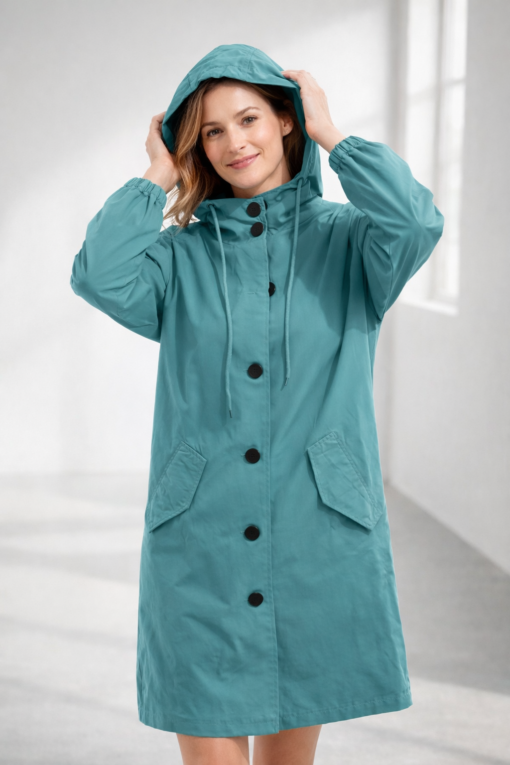 Mott | Women's Elegant Long Hooded Jacket-Metro Lane Plaza