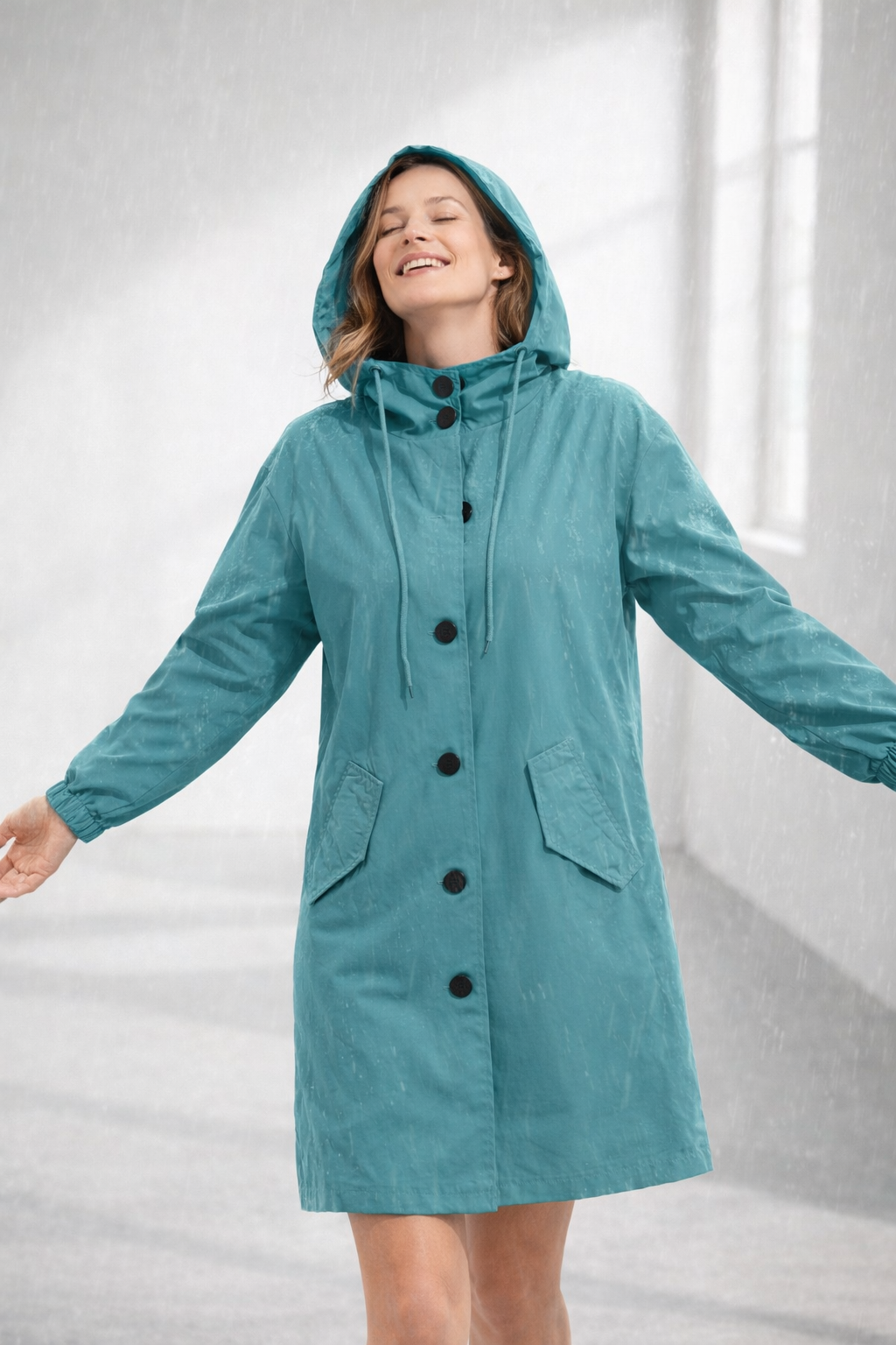 Mott | Women's Elegant Long Hooded Jacket-Metro Lane Plaza
