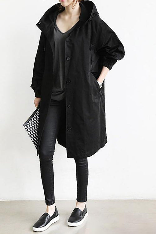 Mott | Women's Elegant Long Hooded Jacket-Metro Lane Plaza