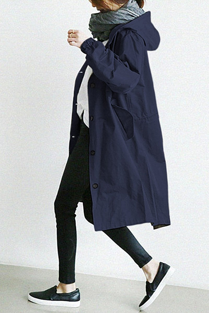 Mott | Women's Elegant Long Hooded Jacket-Metro Lane Plaza