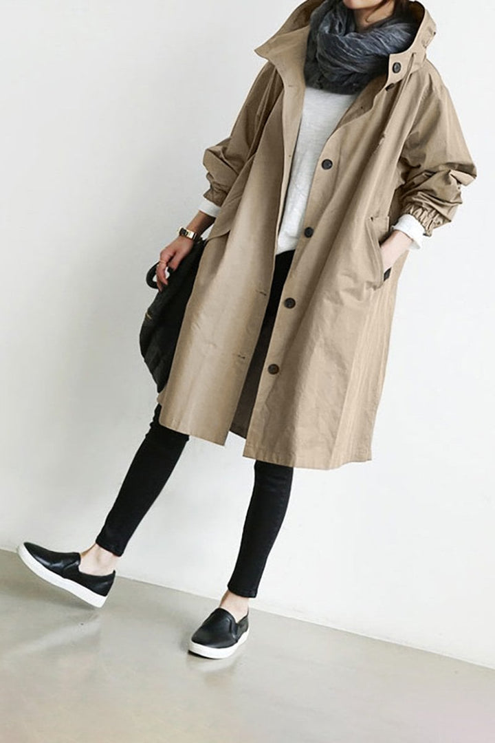 Mott | Women's Elegant Long Hooded Jacket-Metro Lane Plaza