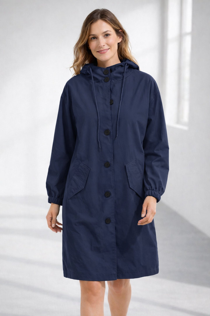 Mott | Women's Elegant Long Hooded Jacket-Metro Lane Plaza