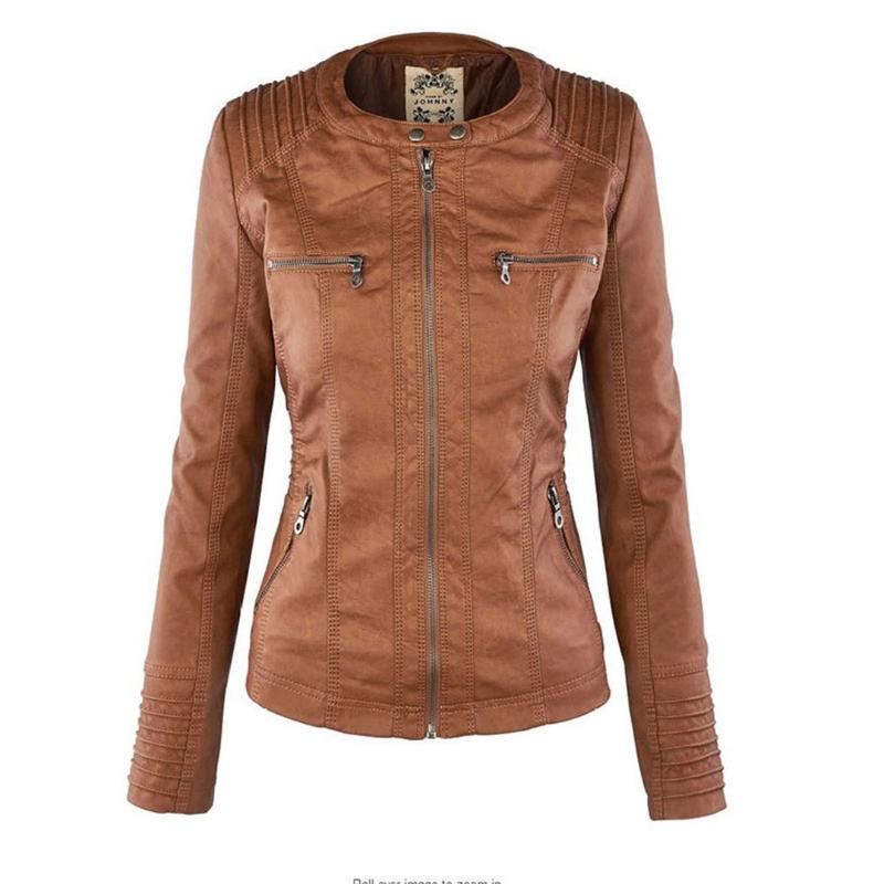 Giacca da donna in ecopelle con cappuccio