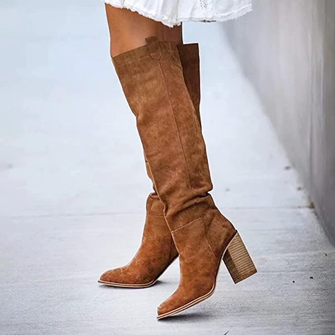Women's Knee-High Suede Fashion Boots-Metro Lane Plaza