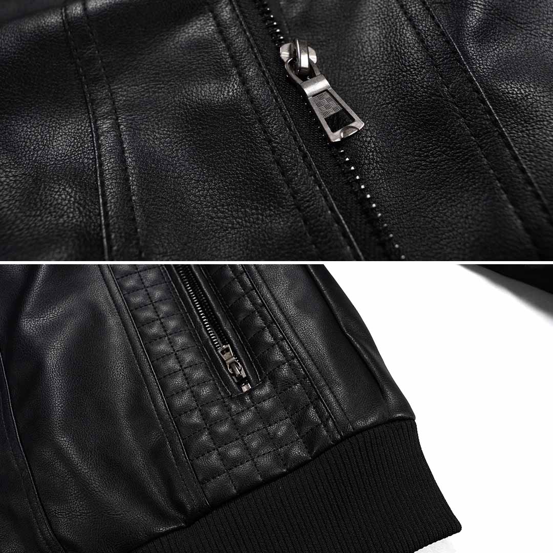 Men's Vegan Leather Hooded Jacket