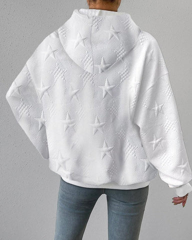 Women's Stylish White Knitted Long Sleeve Hoodie-Metro Lane Plaza