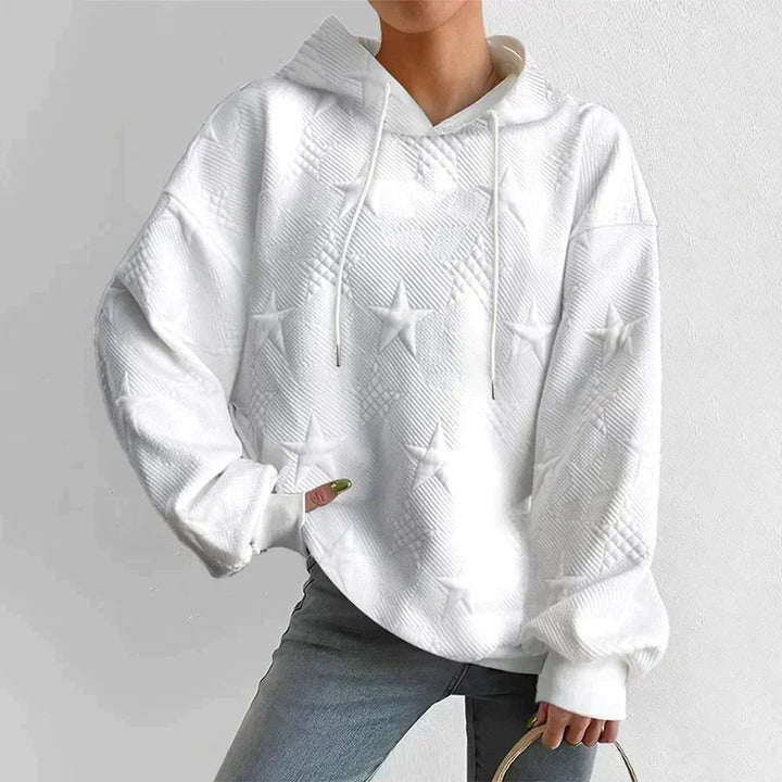 Women's Stylish White Knitted Long Sleeve Hoodie-Metro Lane Plaza
