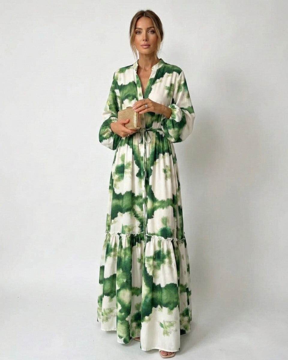 Women's Elegant Tie-Waist Maxi Dress-Metro Lane Plaza