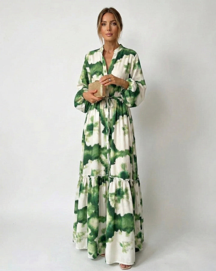 Women's Elegant Tie-Waist Maxi Dress-Metro Lane Plaza