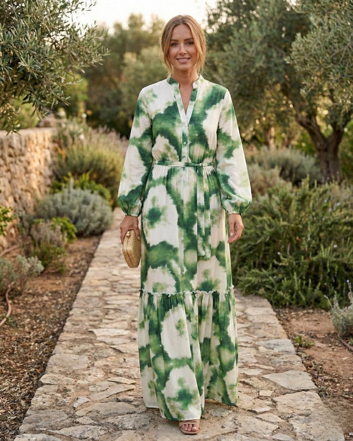 Women's Elegant Tie-Waist Maxi Dress-Metro Lane Plaza