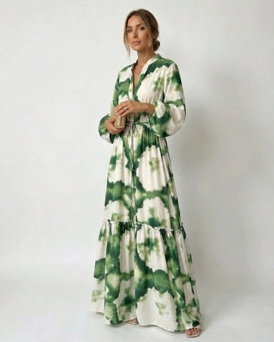 Women's Elegant Tie-Waist Maxi Dress-Metro Lane Plaza
