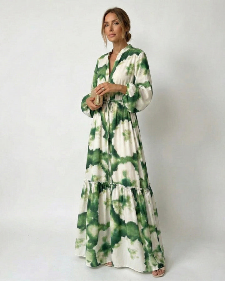 Women's Elegant Tie-Waist Maxi Dress-Metro Lane Plaza